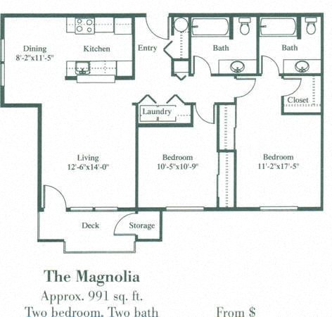2 bedroom 2 bathroom Floorplan